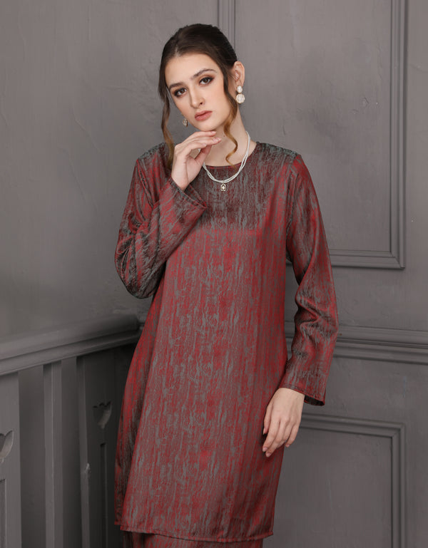 BAJU KURUNG PAHANG MODEN GENEVIE (MAROON)
